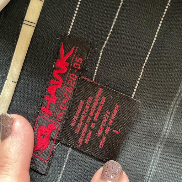 Hawk Shirt Mens Large Black Striped Short Sleeve Button Up Casual Pinstripe - Picture 3 of 7